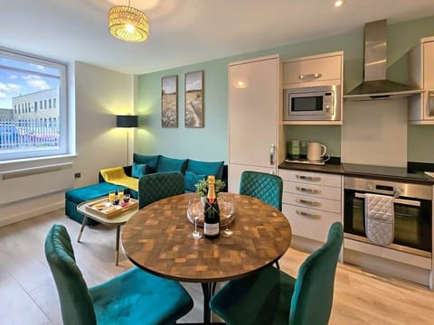 Kitchen diner lights on