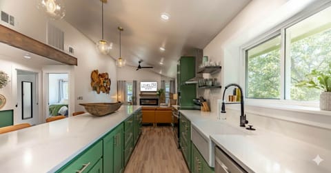 Chef’s dream kitchen with sleek design, high-end appliances, and a spacious island centerpiece