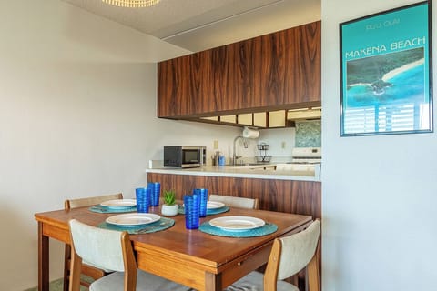 Comfortable dining area with warm, natural light