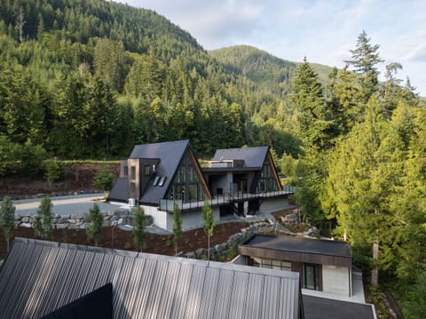 View of back of cabins