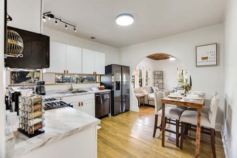 Kitchen and dining area opens to the living room.