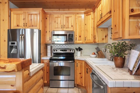Kitchen stocked with essentials.