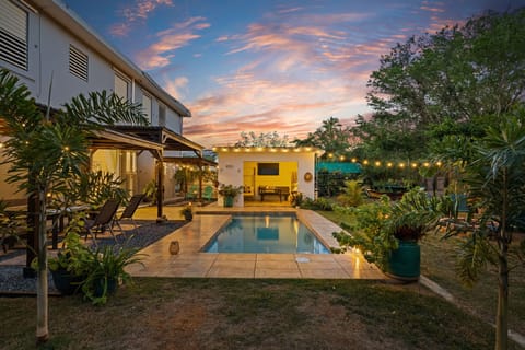 Poolside view perfect for peaceful evenings and downtime