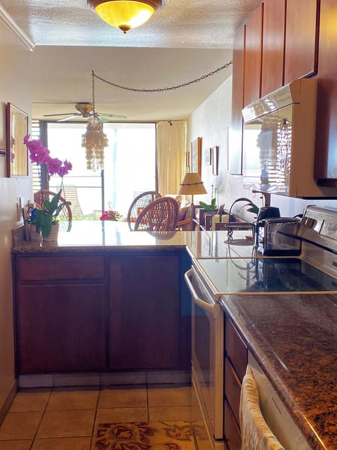 Kitchen with ocean view