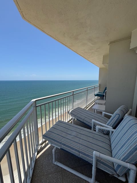Oceanfront balcony lets you relax and enjoy the view.
