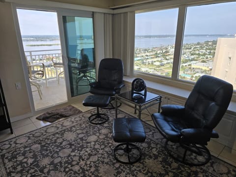 Office lounge with private river view balcony.