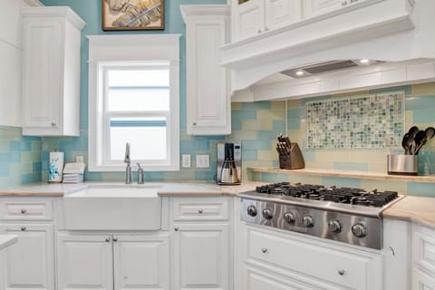 Stainless appliances and stone counters