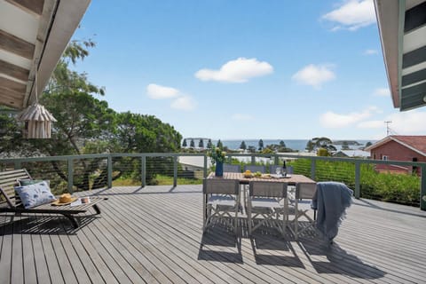 Spacious ocean-view deck overlooking Encounter Bay - your front-row seat to sunrise.