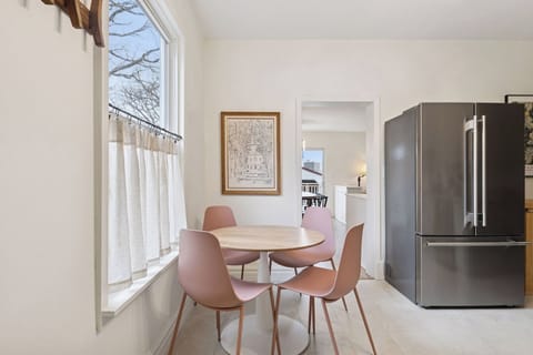 The breakfast nook is perfect for morning coffee or casual meals