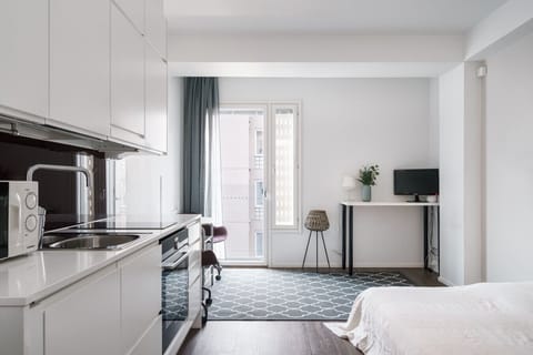 Step inside your cosy Helsinki retreat — a bright studio in the heart of the Design District, ready to welcome you home.