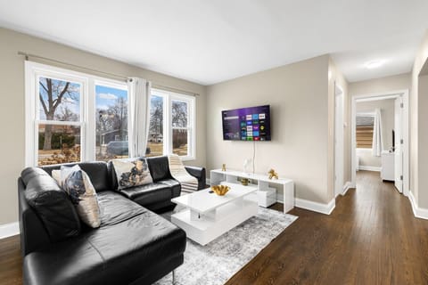 Stylish lounge space perfect for movie nights or casual gatherings