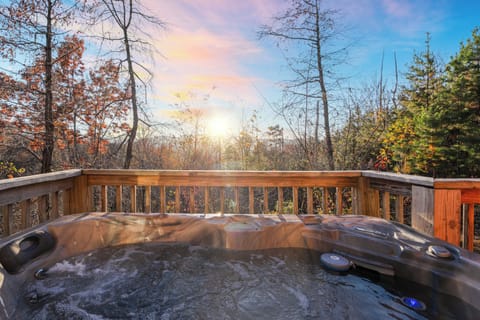 Sunset soaks and mountain views from your private hot tub.