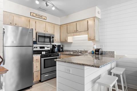 Kitchen stocked with essentials.