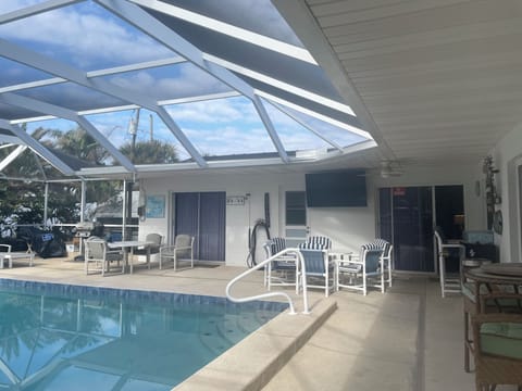65” TV for movie nights and gas grill
