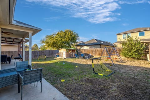 Private backyard fun! Swings, fire pit, BBQ grill, and games for every moment