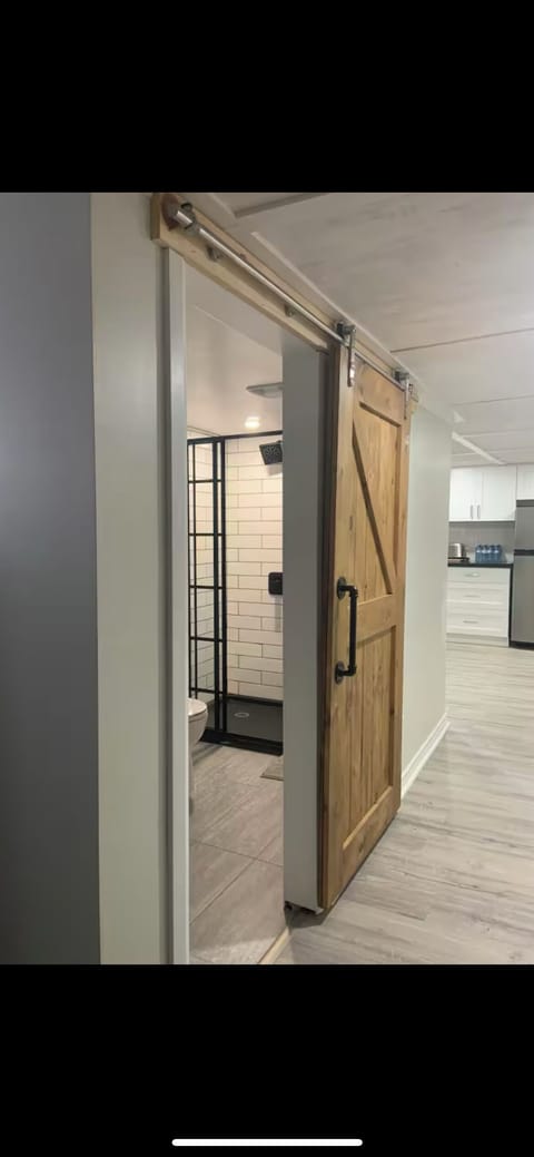 Entry to the bathroom from the living room