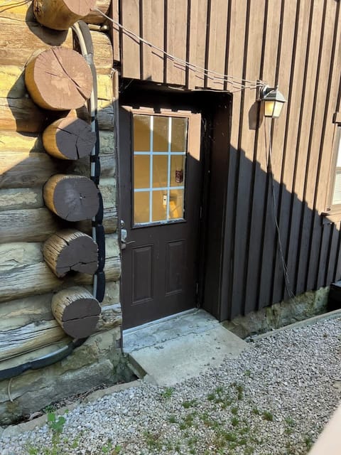 This is the door guests will enter and go up a full flight of stairs to the space.