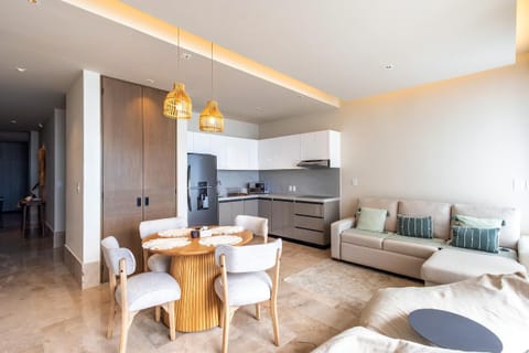 Bright, open living and dining area with modern comforts