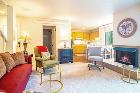 Open living area into the kitchen.