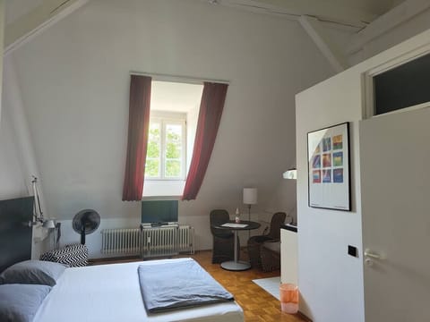 Bright loft studio with bed and dining area in Konstanz