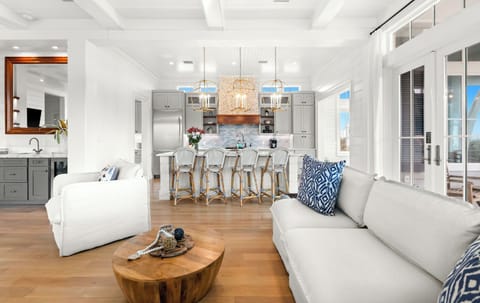 The main living area flows into the gourmet kitchen