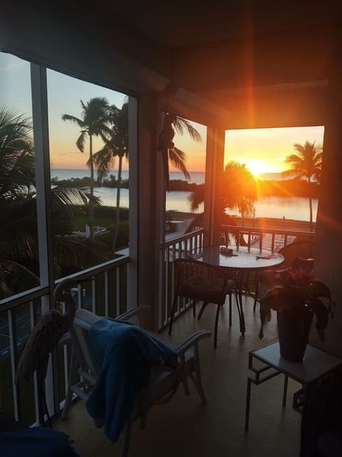 Gulf views from our enclosed lanai—perfect for morning coffee or simply relaxing and soaking in warm sunset views.