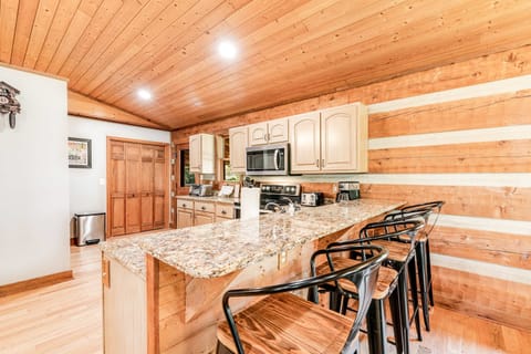 Stunning granite counters and rustic charm await your culinary adventures!