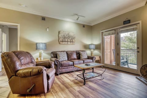 Stylish leather seating and sliding doors offer a perfect blend of comfort and views!