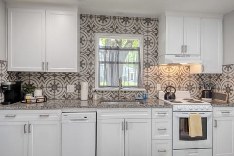 Updated kitchen with modern amenities.