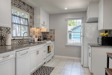 Fully stocked kitchen.