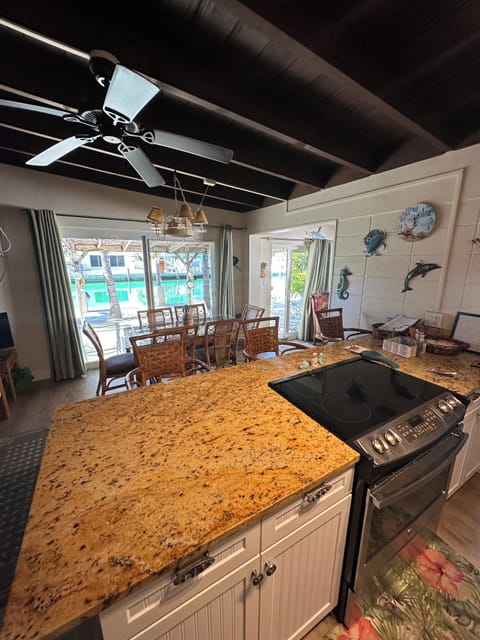 Kitchen Island view towards the patio.
