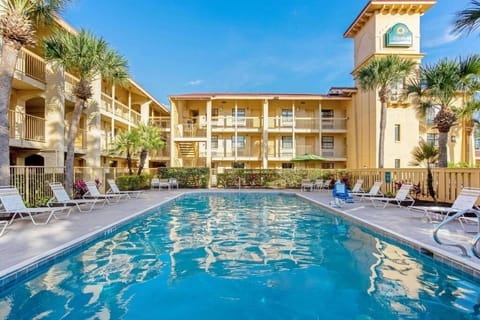 Dive into sunshine with sparkling pool and palm views.