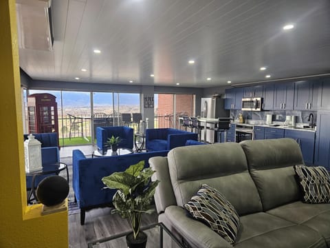 Modern, open living area from the TV nook