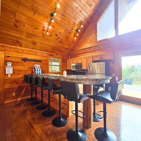 Seating for 8 at the custom bar table