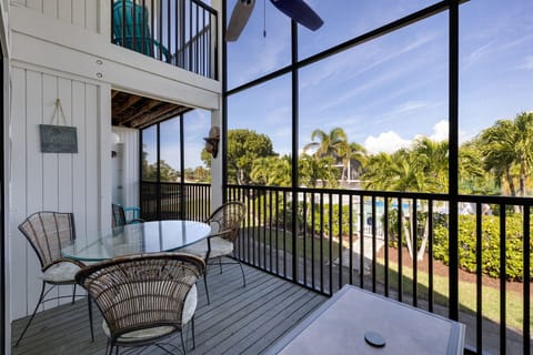 Patio overlooking the pool area