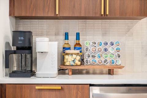 Need your coffee fix? Your choice - drip, Keurig or French Press.