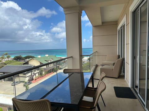 You can dine inside at the bar or outside on the balcony