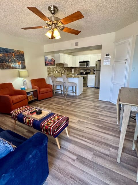 Open living to kitchen