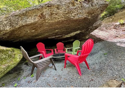 Iconic firepit in a small private cave mad of this overhanging rock shelter!