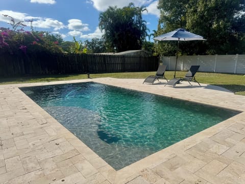 Heated, private, saltwater pool in fully fenced large backyard