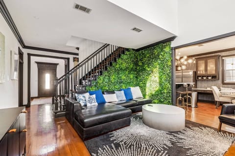 Comfortable living room with large TV