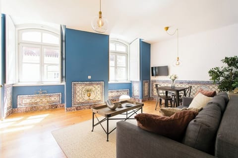 18th century tiles blue living room!