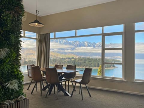 Dining area with spectacular views across Lake Wakatipu