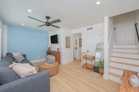 Cozy living room with a TV, perfect for relaxing after a day outdoors