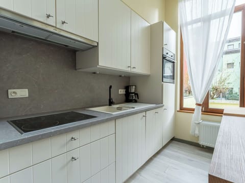 Kitchen, Countertop, Kitchen Appliance, Cabinetry, Flooring, Major Appliance, Wood, Interior Design, Floor, Furniture