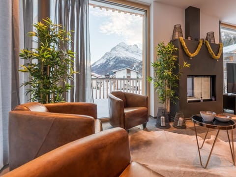 Furniture, Interior Design, Living Room, Chair, Winter, Alps, Hotel, Houseplant, Penthouse Apartment