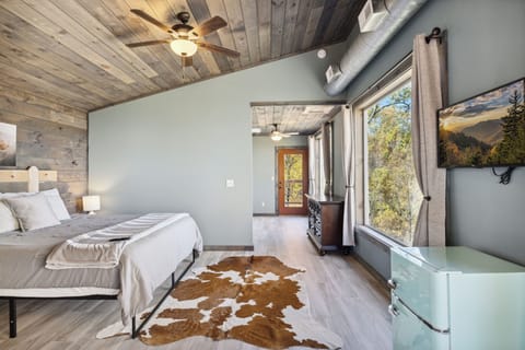 top floor bedroom looking north. you can see downtown Sevierville.