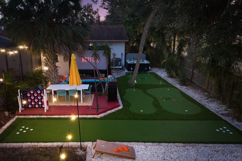 Your dream backyard awaits! Play a round, enjoy a feast, unwind in the hot tub, and catch a movie under the stars—all without leaving home.