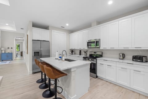 A chef's delight! Stainless-steel appliances galore.