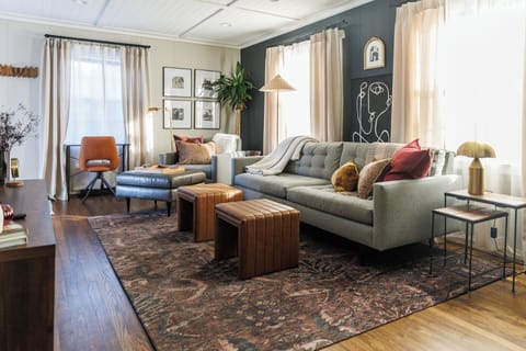 Living room designed for ultimate comfort and coziness